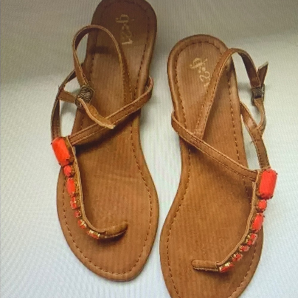 Brown and Red Beaded Women's Sandals